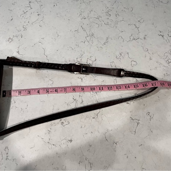 Brighton Brown Leather Braided Adjustable Strap Crossbody Bag - Picture 11 of 13